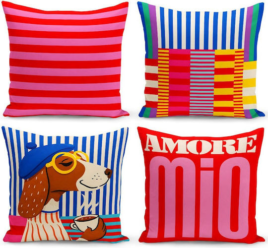 Aberto Design Dekorativer Kissenbezug Mehrfarbig 43x43cm