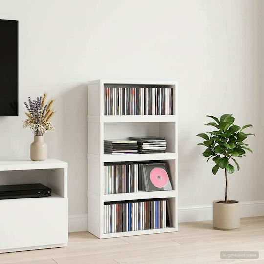 vidaXL Raft de Depozitare CD-uri 4 Buc Alb 40 x 17 x 17 cm
