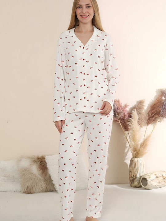 Boyraz Winters Damen Schlafanzug Set Ecru