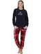 Boyraz Winter Women's Pyjama Set Dark Blue