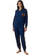 Boyraz Winter Women's Cotton Blue Pyjama Set