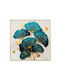 3D Dekoratives Ginkgo Gemälde Glänzende Kristalle 40x40 cm