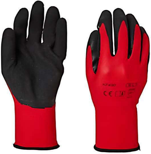 Set 2 Mercaton mănuși cu palme acoperite cu latex mărimea 13 respirabile roșu negru mărimea 9 L