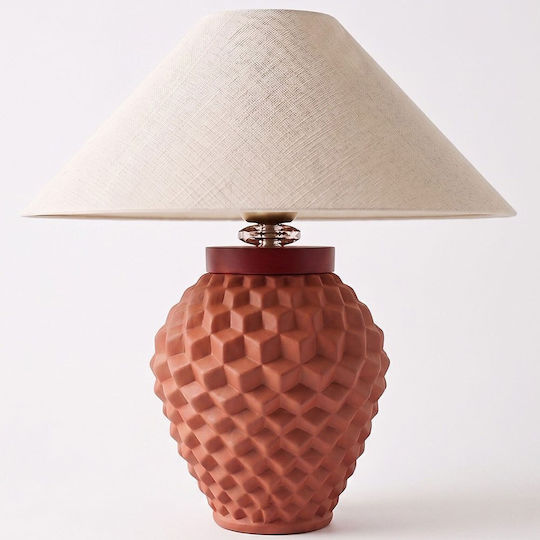 Opviq Tessaro Table Lamp with E27 Fitting with White Shade and Red Base