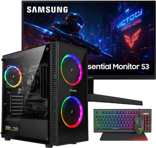Vengeance Blackthorn-V8 Настолен компютър (Athlon-3000G/16GB DDR4/512GB SSD/Без операционна система) и Охран Samsung 24″ LS24F330EAUXEN