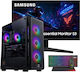 Vengeance RavenBorn-V96 Гейминг Настолен Компютър (Ryzen 7-5700X/32GB DDR4/1.0TB SSD/Radeon RX 9060/Без Операционна Система) и Монитор Samsung 24″ LS24F330EAUXEN