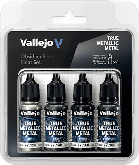 Acrylicos Vallejo Set Adevărat Vopsele Pentru Modelare Negru Obsidian 4 Buc