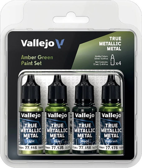 Acrylicos Vallejo True Комплект Цветове За Моделиране Амбър Зелен 4бр