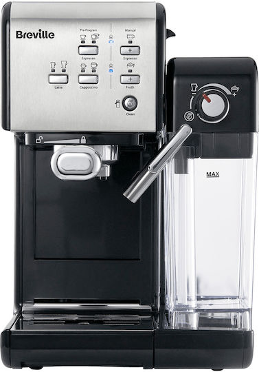 Breville Prima Latte II Μηχανή Espresso Πίεσης 19bar για Cappuccino Black/Silver VCF108X-01