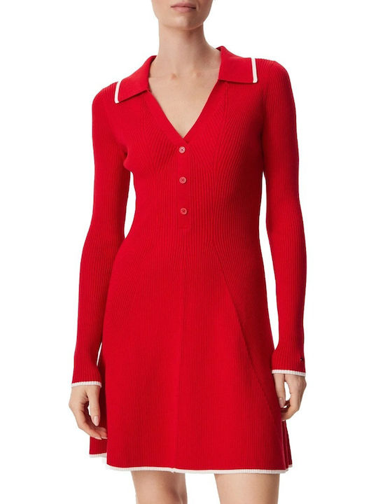 Flare Knitted Dress Lavish Red