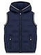 Kids Casual Sleeveless Short Hooded Jacket Blue