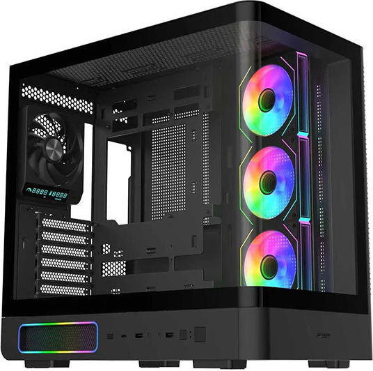 FSP/Fortron M581 Gaming Midi Tower Computer Case with Side Window and ARGB Lighting Black