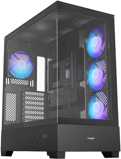 M370 Gaming Midi Tower Computer Case with Side Window and ARGB Lighting Black