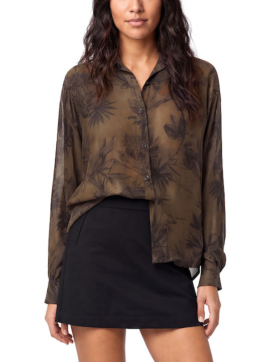 Long Sleeve Women's Shirt Camel Brown