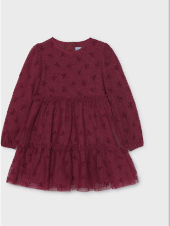 Mayoral Girls Tulle Dress Burgundy