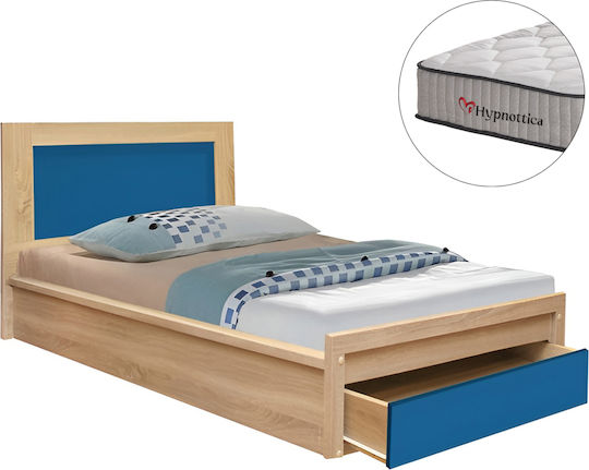 Playroom Pat pentru Copii Single cu Saltea și Spațiu de Stocare Bej 90x190cm