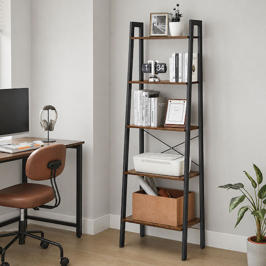 Vasagle Bibliothek Braun Rustikal/Schwarz 56x34.5x171.5cm