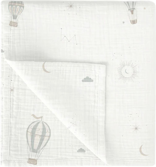 Bimbidreams Πάνα Αγκαλιάς από Μουσελίνα Μπλε 120x120εκ.