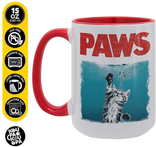 Koupakoupa Paws Κούπα Κεραμική Κόκκινη 450ml