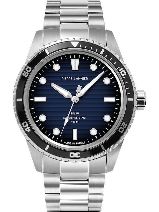 Pierre Lannier Men's Solar Watch with Silver Metal Bracelet