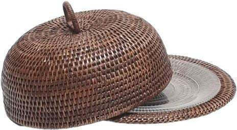 Καπάκι Λαβή Δίσκο Τυριών Rattan Καφέ 30x13x18 Cm