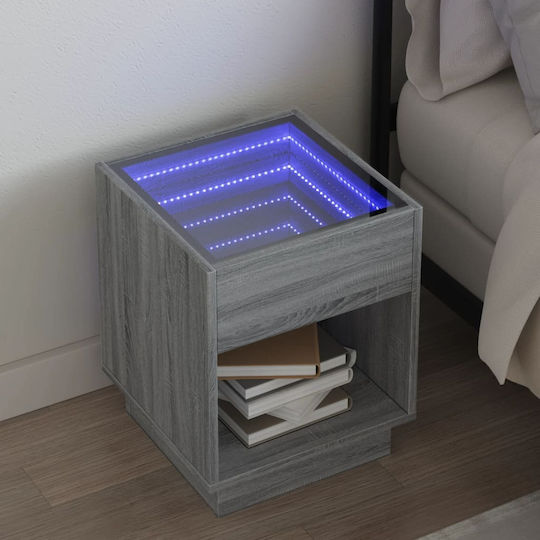 Wooden Bedside Table Grey 40x40x50cm
