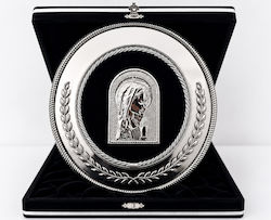 Metallische Heiligenikone Maria – Dekoratives Luxuriöses Kassetten-Set Plak-pan Maria Silber Metallische Heiligenikone Maria – Dekoratives Luxuriöses Kassetten-Set Plak-pan Maria Silber