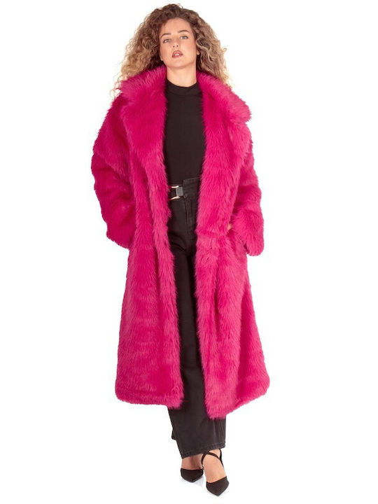 Long Women's Fuchsia Fur