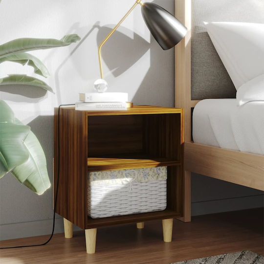 Wooden Bedside Table Brown 40x30x50cm