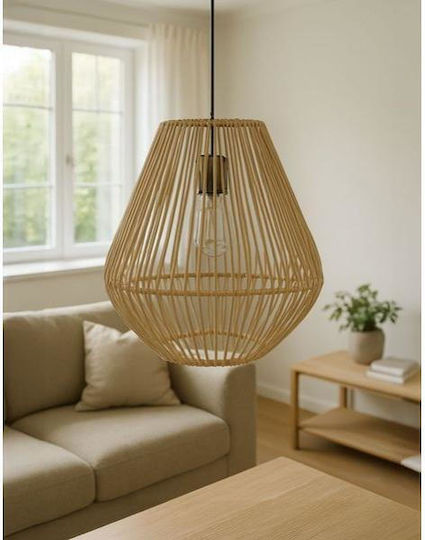 Inart Lilabel Beige Ceiling Light with E27 Socket 25x25x84cm