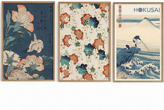 Frames Set 3 Pieces 862vrl4475 50x70cm Multi Wallity Vertical Wooden Glass