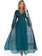 Лятна Maxi Рокля за Сватба / Кръщене с Тюл Sea Green