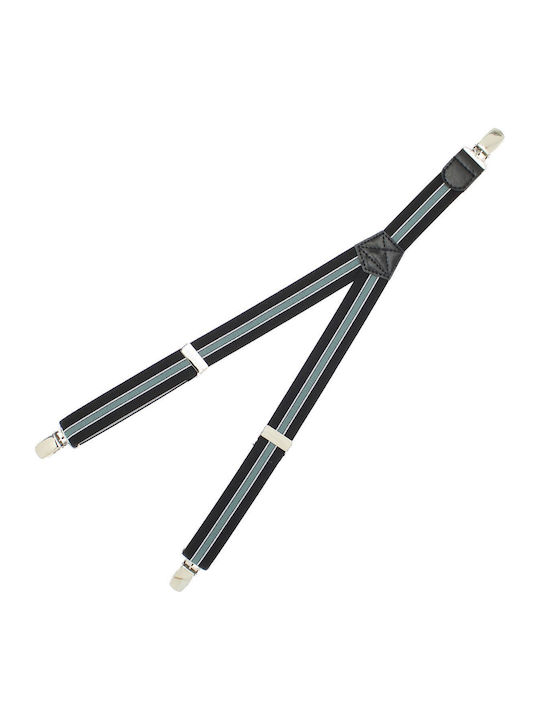 Breteli Pentru Copii ButicCochet Cu Închizători Metalice 25 Mm Dungi Negre Gri Br151