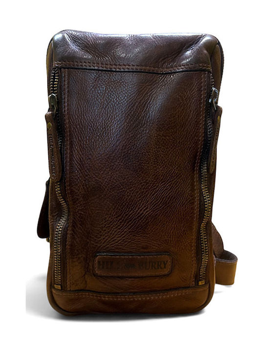 Hill Burry Leather Men's Shoulder / Crossbody Bag Brown