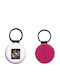 Leather Round Keychain Katseye Glitter Fuchsia