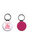 Leather Round Keychain Katseye Glitter Fuchsia