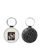 Leather Round Keychain Katseye Glitter Black