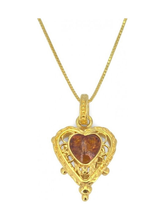 Necklace With Heart Design In Gold Plated Silver