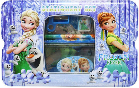 Frozen Kinder Schreibwaren-Set mit Bleistift, Spitzer, Radiergummi, Stift, Lineal und Federmäppchen