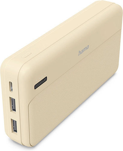 HAMA Pocket 20 Power Bank 20000mAh 10.5W mit 2 USB-A Ausgangsanschlüsse Sand
