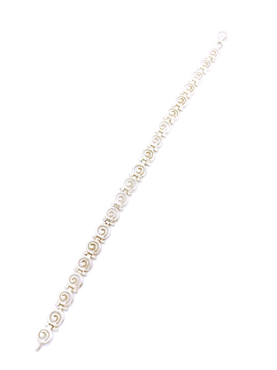 PS Silver Women's Chain Bracelet with Meander Design in Silver 17.5cm