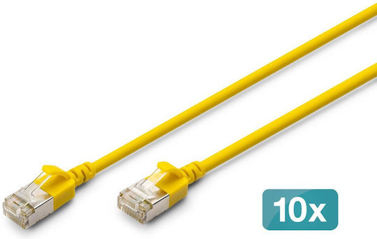 Digitus F/FTP Cat.6a (Gigabit) Мрежов Кабел Ethernet 0.3м Жълт 10 Бройки