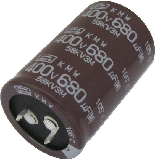 680uF 400V Snap-In Capacitor Nippon Chemi-Con Ø30x45mm Ls 10mm 2000h @ 105°C Series KMW 680uF