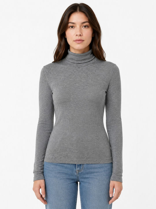 Samsoe Samsoe Women's Blouse Long Sleeve Turtleneck Grey