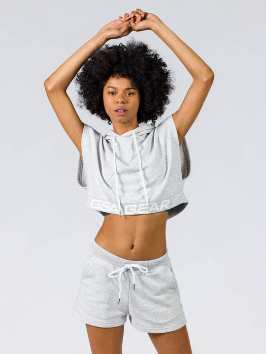 GSA Women's Crop Top Cotton Hooded Grey