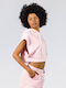 Women's Crop Top Cotton Hooded Pink