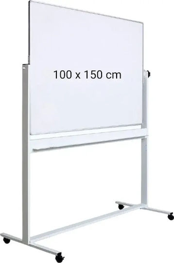 Tablă magnetică dublă rotativă 100 x 150 cm pe suport mobil profil de aluminiu Optima