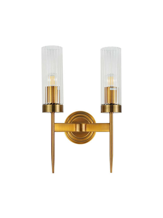Artekko Wall Lamp with E14 Socket Gold 25x25x40cm