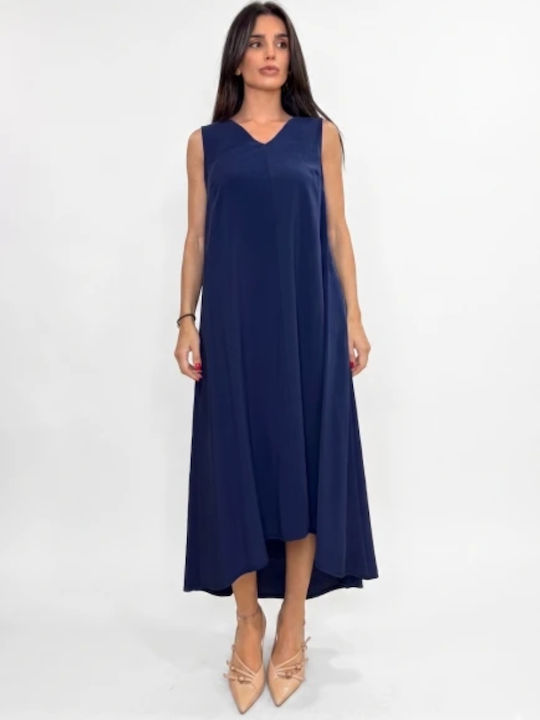 Fibes Sommer Maxi Hemdkleid Blau