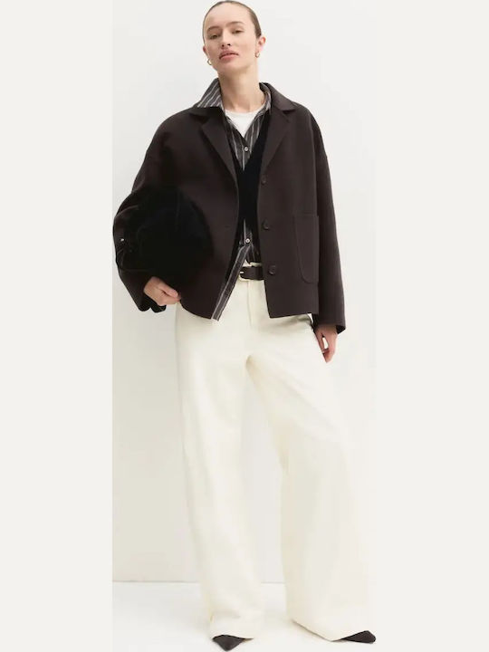Women's Double Sided Winter Jacket Dark Brown